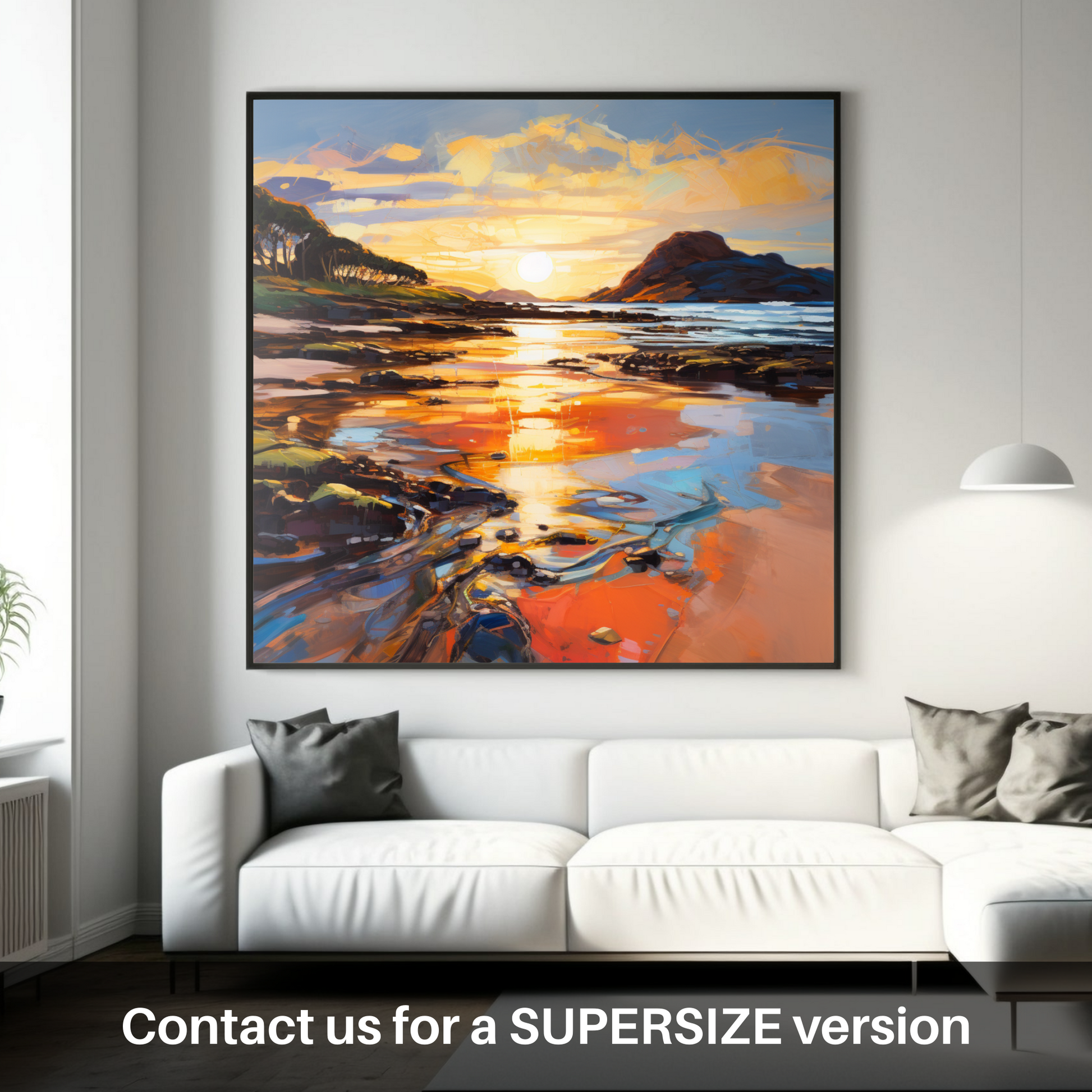 Huge supersize print of Kiloran Bay at golden hour