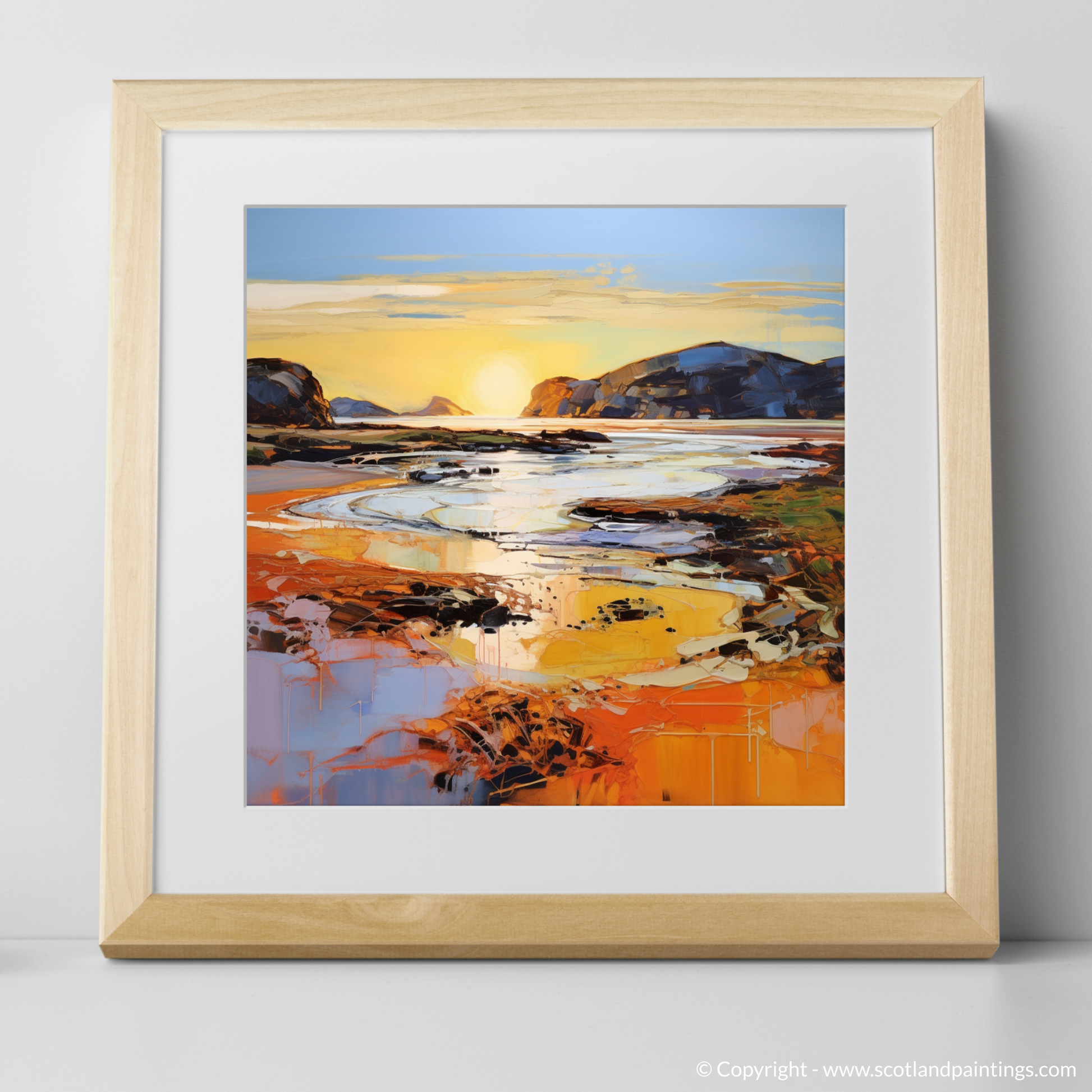 Art Print of Kiloran Bay at golden hour with a natural frame