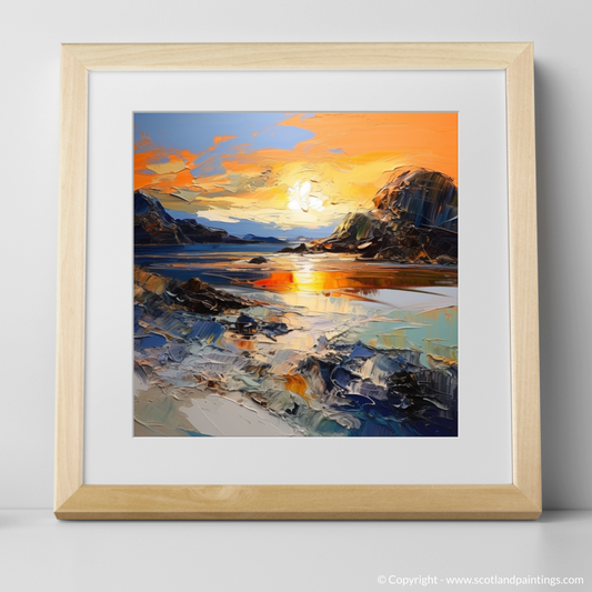 Art Print of Kiloran Bay at golden hour with a natural frame