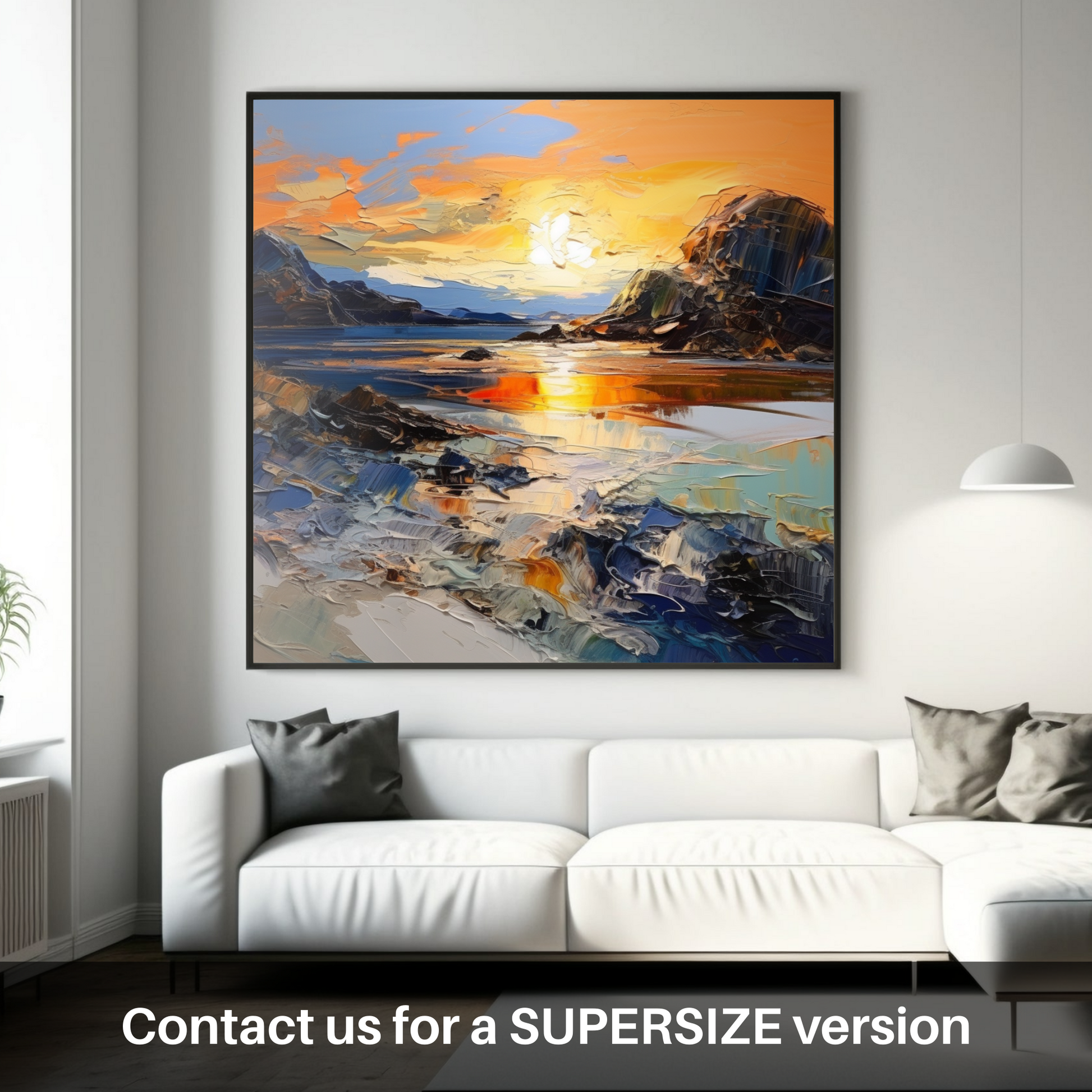 Huge supersize print of Kiloran Bay at golden hour