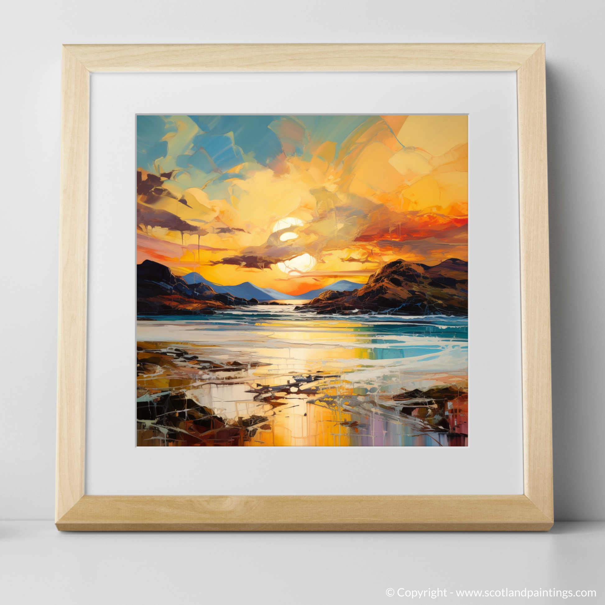 Art Print of Kiloran Bay at golden hour with a natural frame