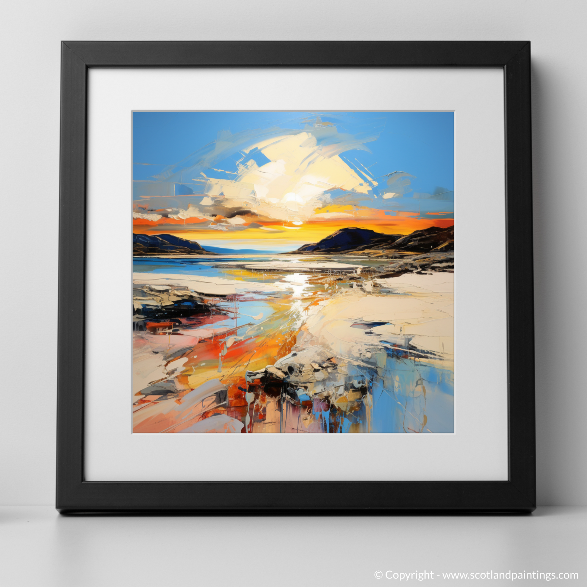 Art Print of Traigh Mhor at golden hour with a black frame