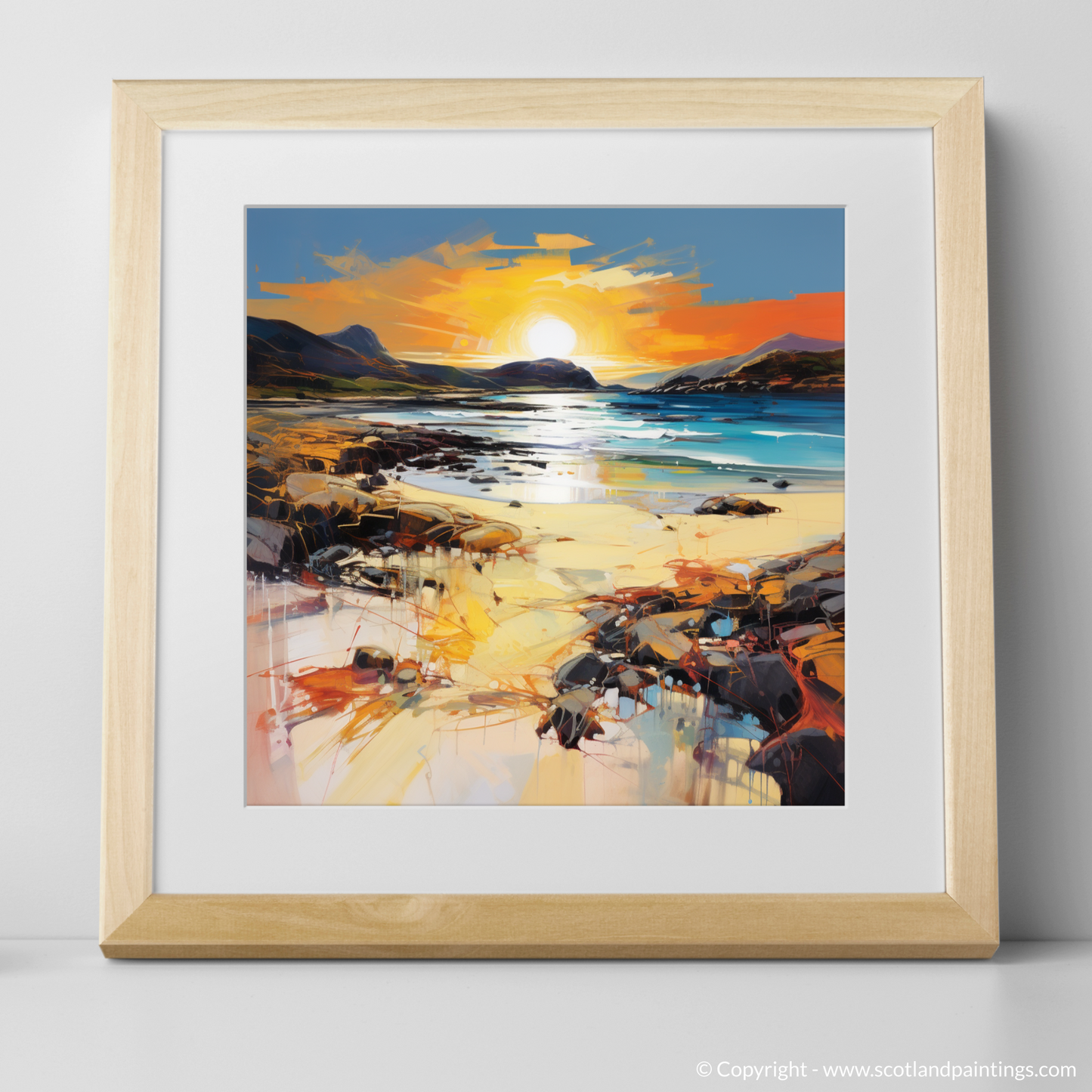 Art Print of Traigh Mhor at golden hour with a natural frame