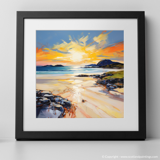 Art Print of Traigh Mhor at golden hour with a black frame