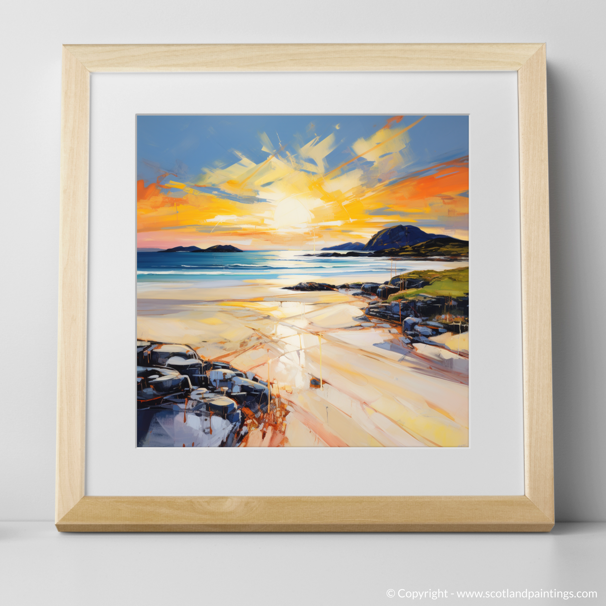 Art Print of Traigh Mhor at golden hour with a natural frame