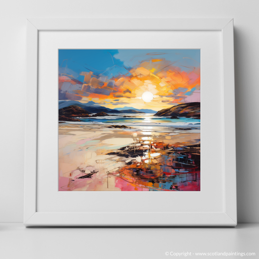 Art Print of Traigh Mhor at golden hour with a white frame