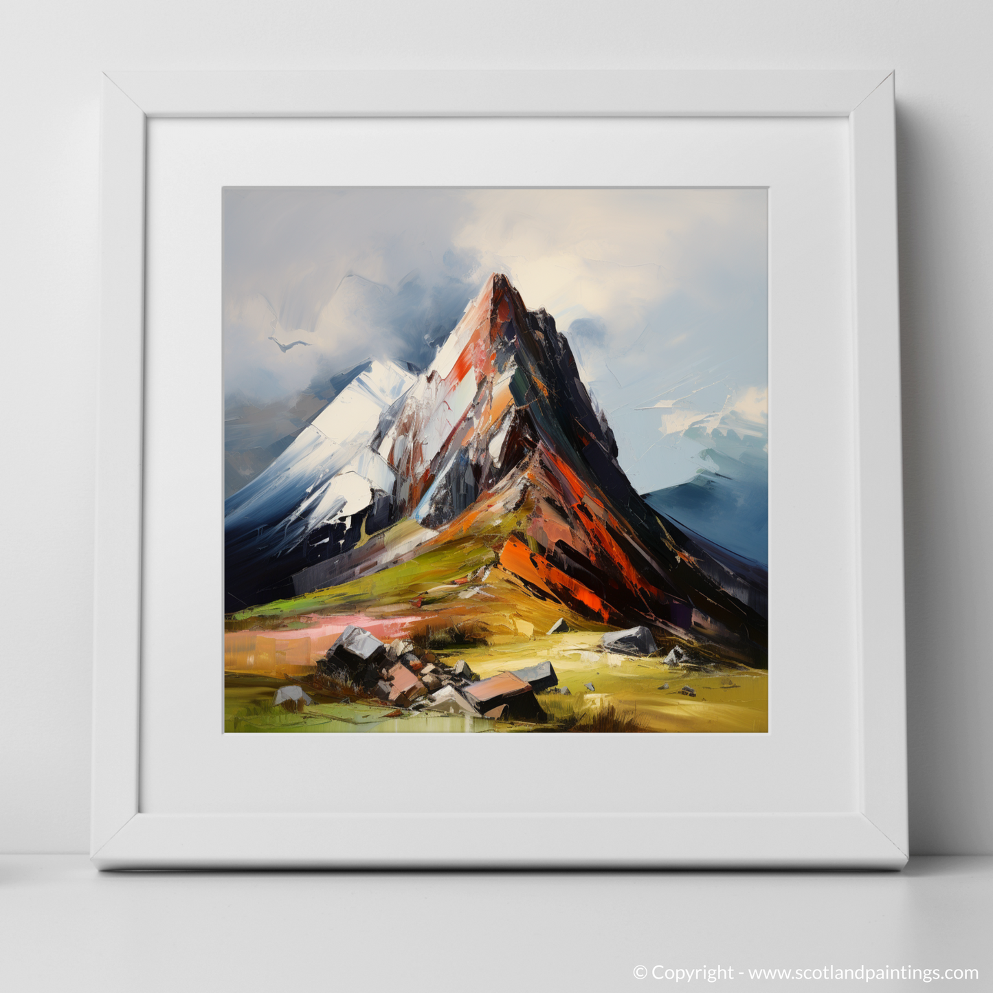 Art Print of Cairn Gorm, Highlands with a white frame