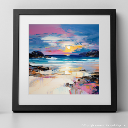 Art Print of Traigh Mhor at dusk with a black frame