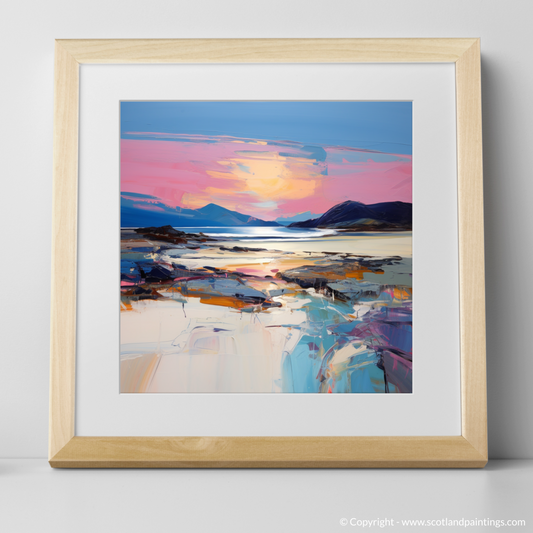 Art Print of Traigh Mhor at dusk with a natural frame