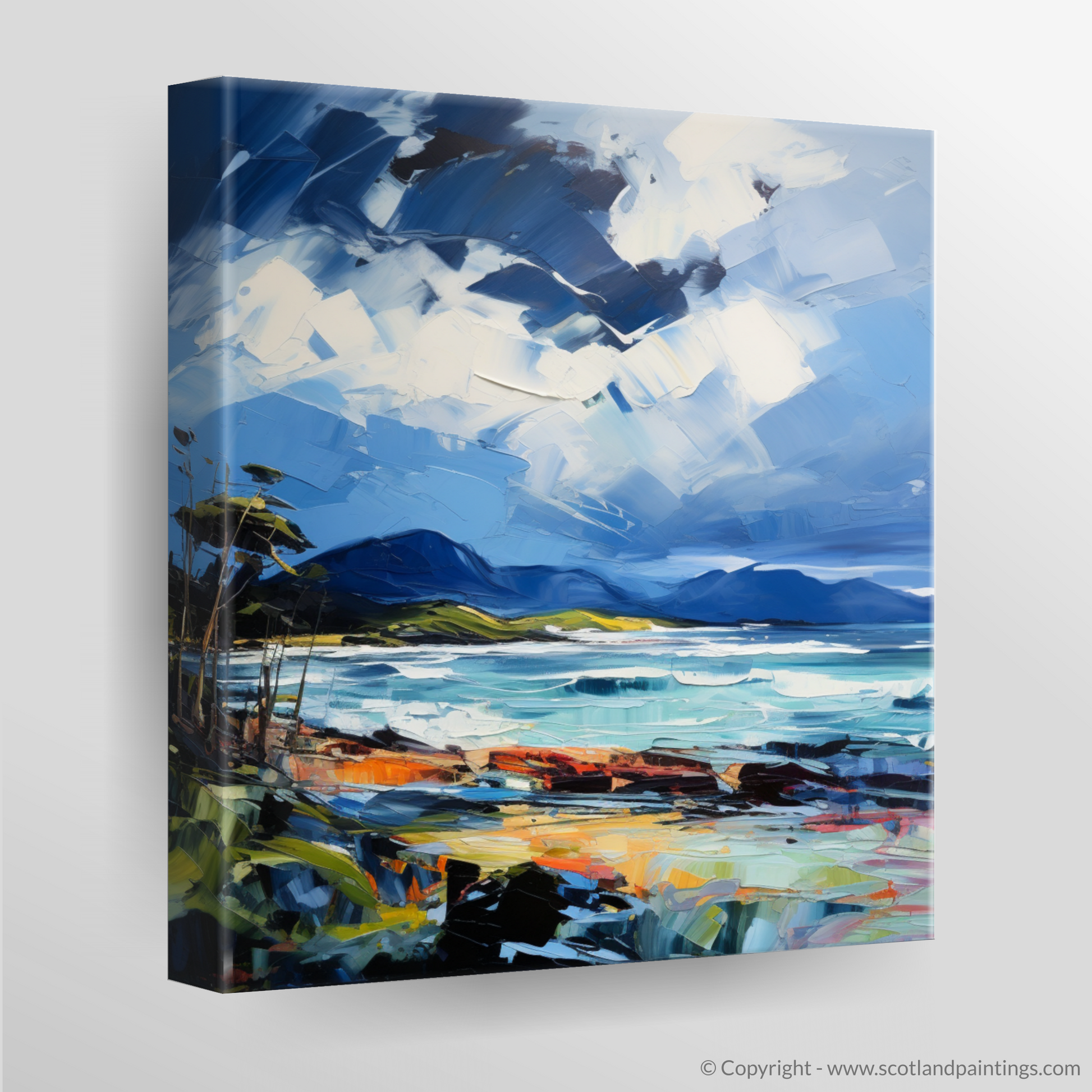 Canvas Print of Ardalanish Bay with a stormy sky