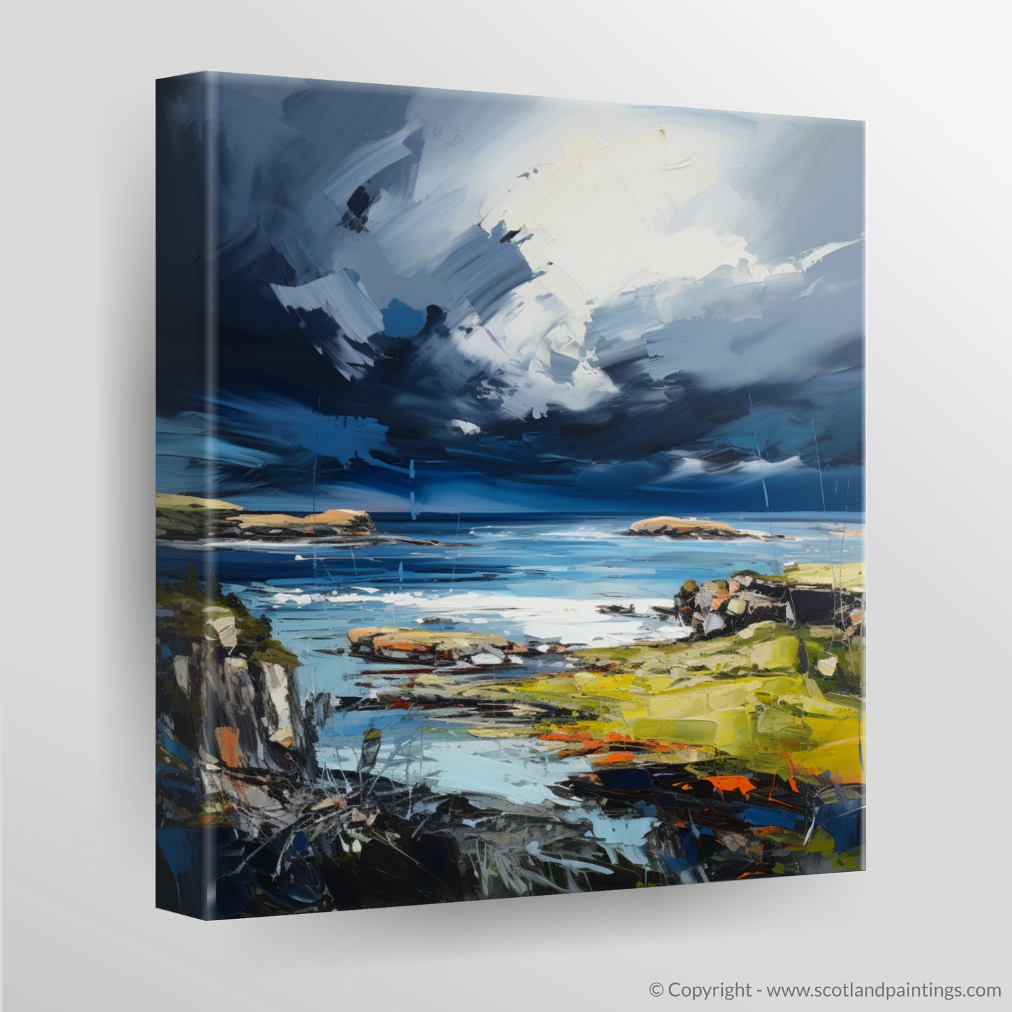 Canvas Print of Ardalanish Bay with a stormy sky