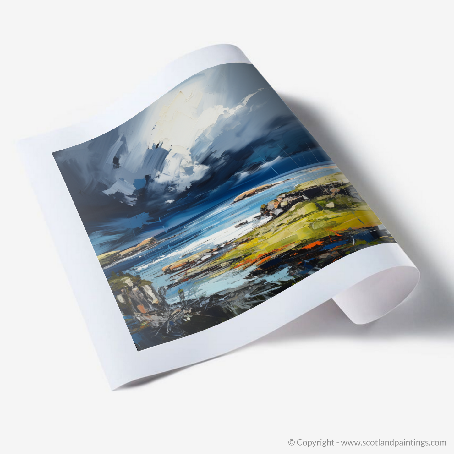 Art Print of Ardalanish Bay with a stormy sky