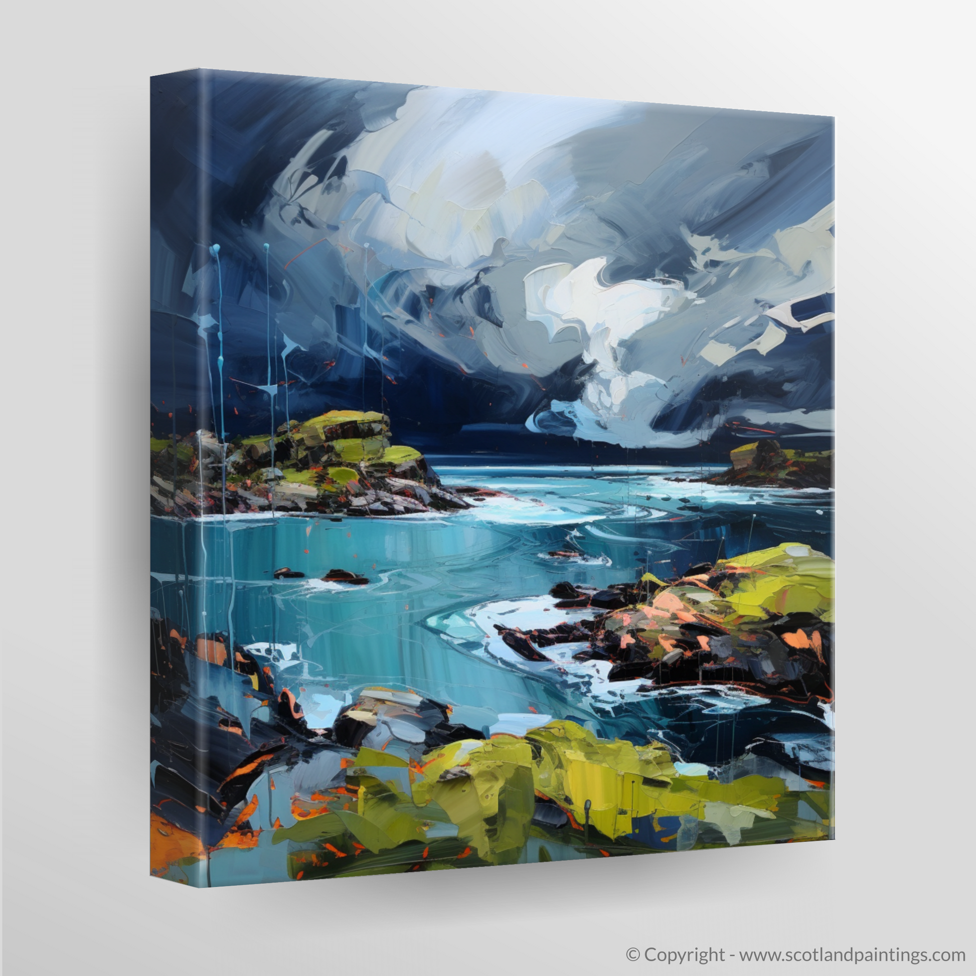 Canvas Print of Ardalanish Bay with a stormy sky