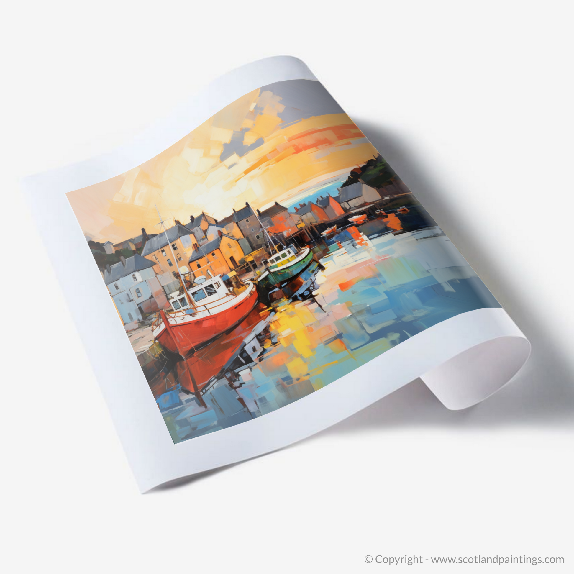 Art Print of Millport Harbour at golden hour