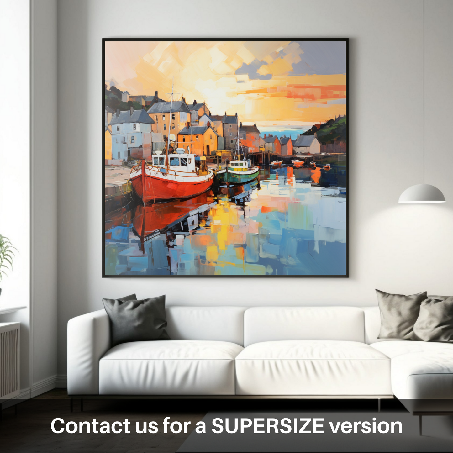 Huge supersize print of Millport Harbour at golden hour