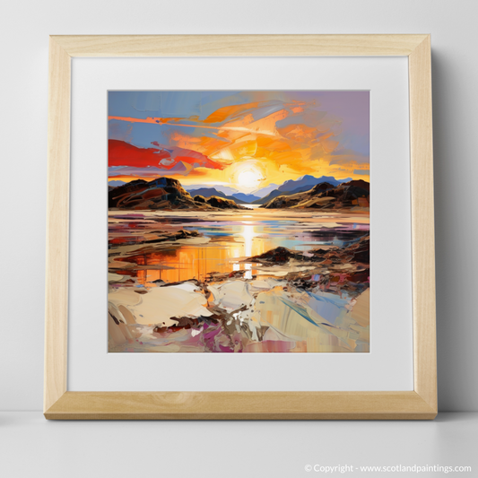 Art Print of Silver Sands of Morar at sunset with a natural frame