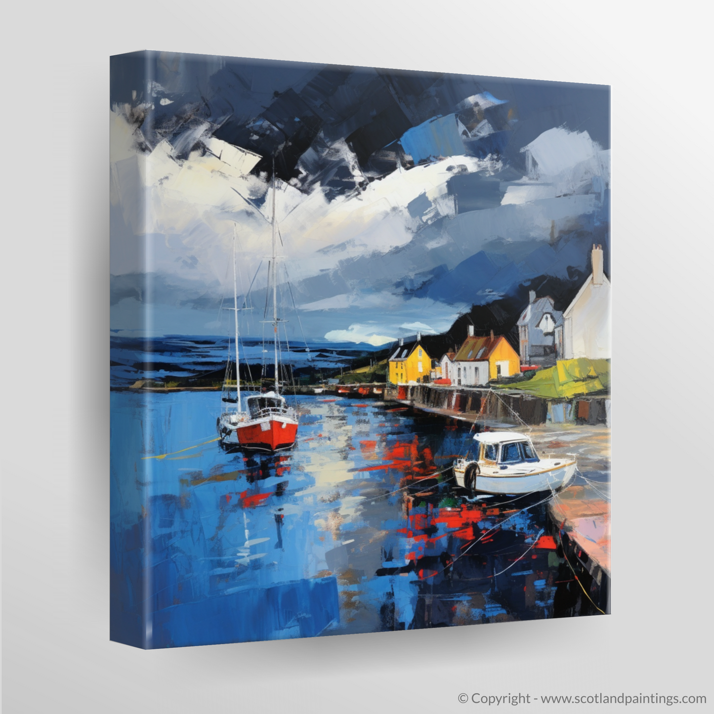 Canvas Print of Cromarty Harbour with a stormy sky