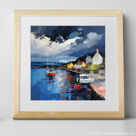 Art Print of Cromarty Harbour with a stormy sky with a natural frame