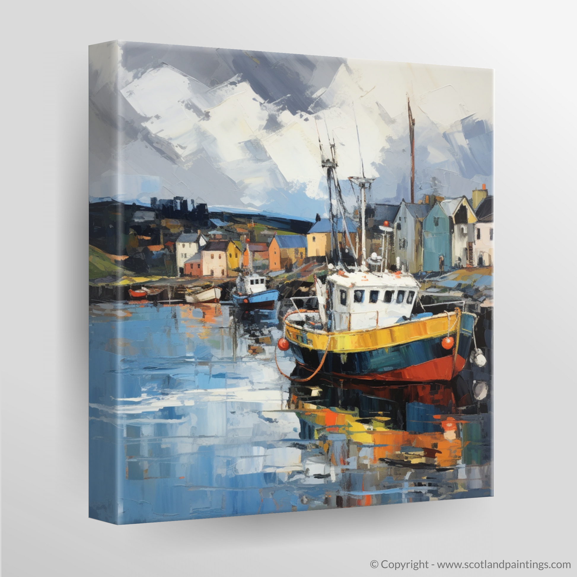 Canvas Print of Cromarty Harbour with a stormy sky