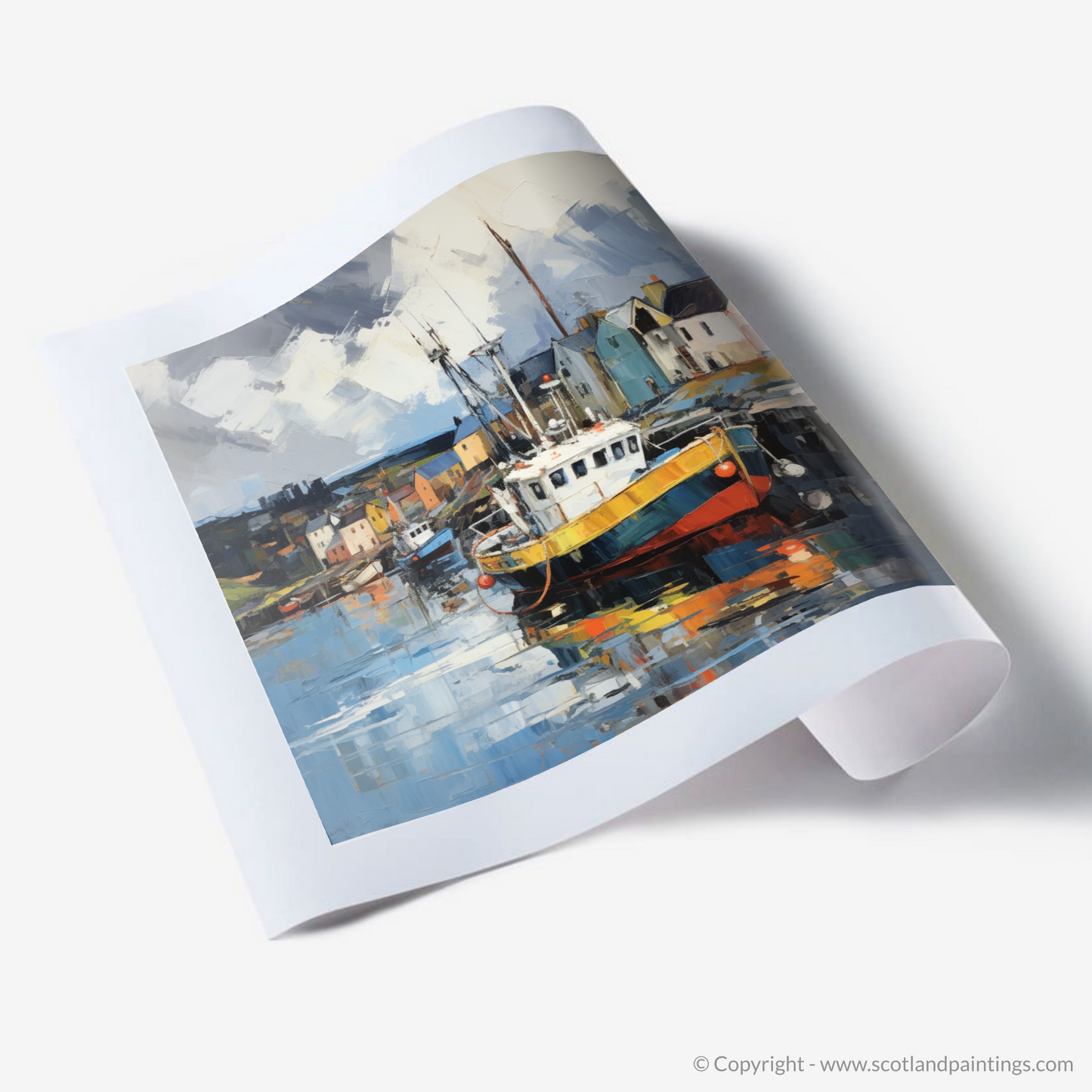 Art Print of Cromarty Harbour with a stormy sky