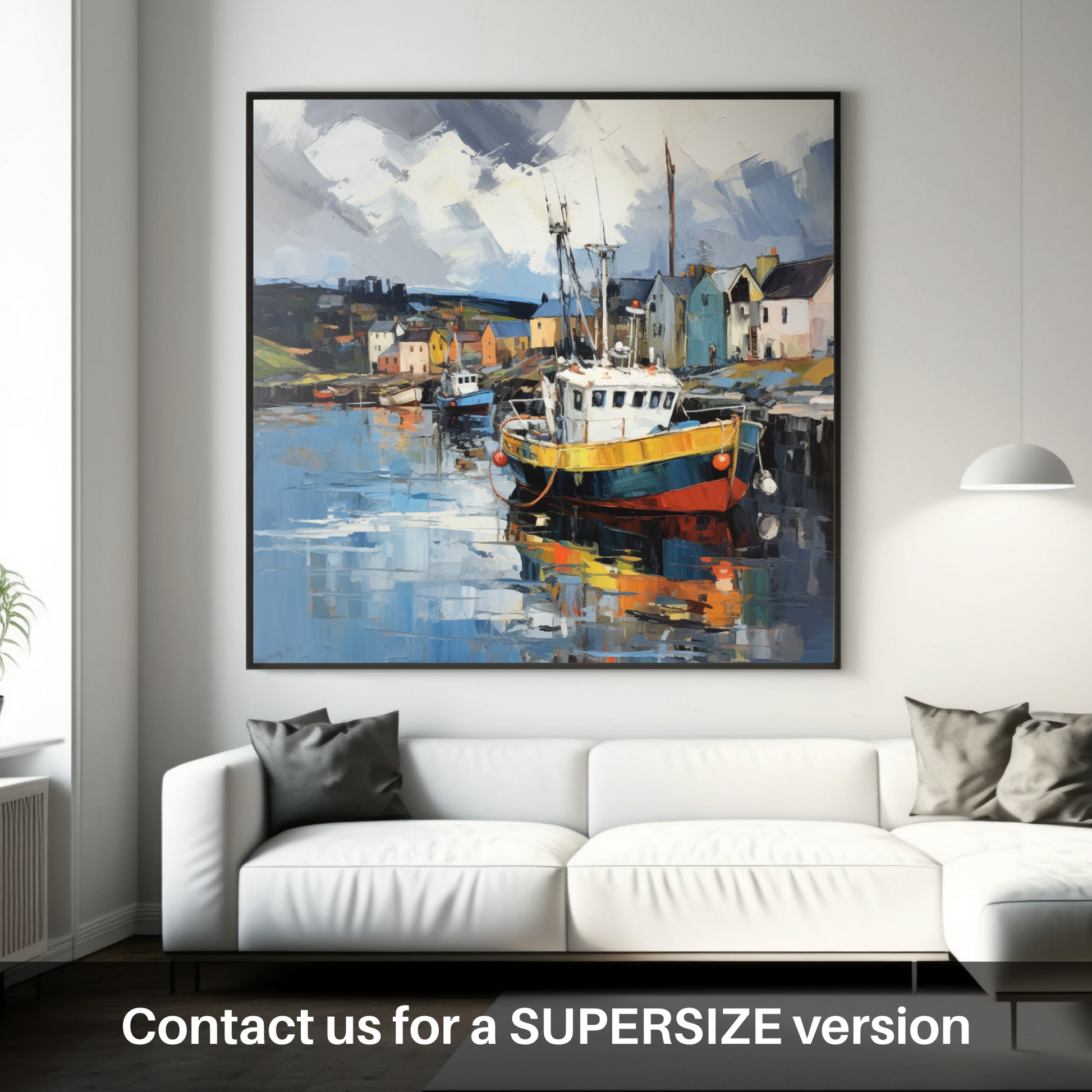 Huge supersize print of Cromarty Harbour with a stormy sky