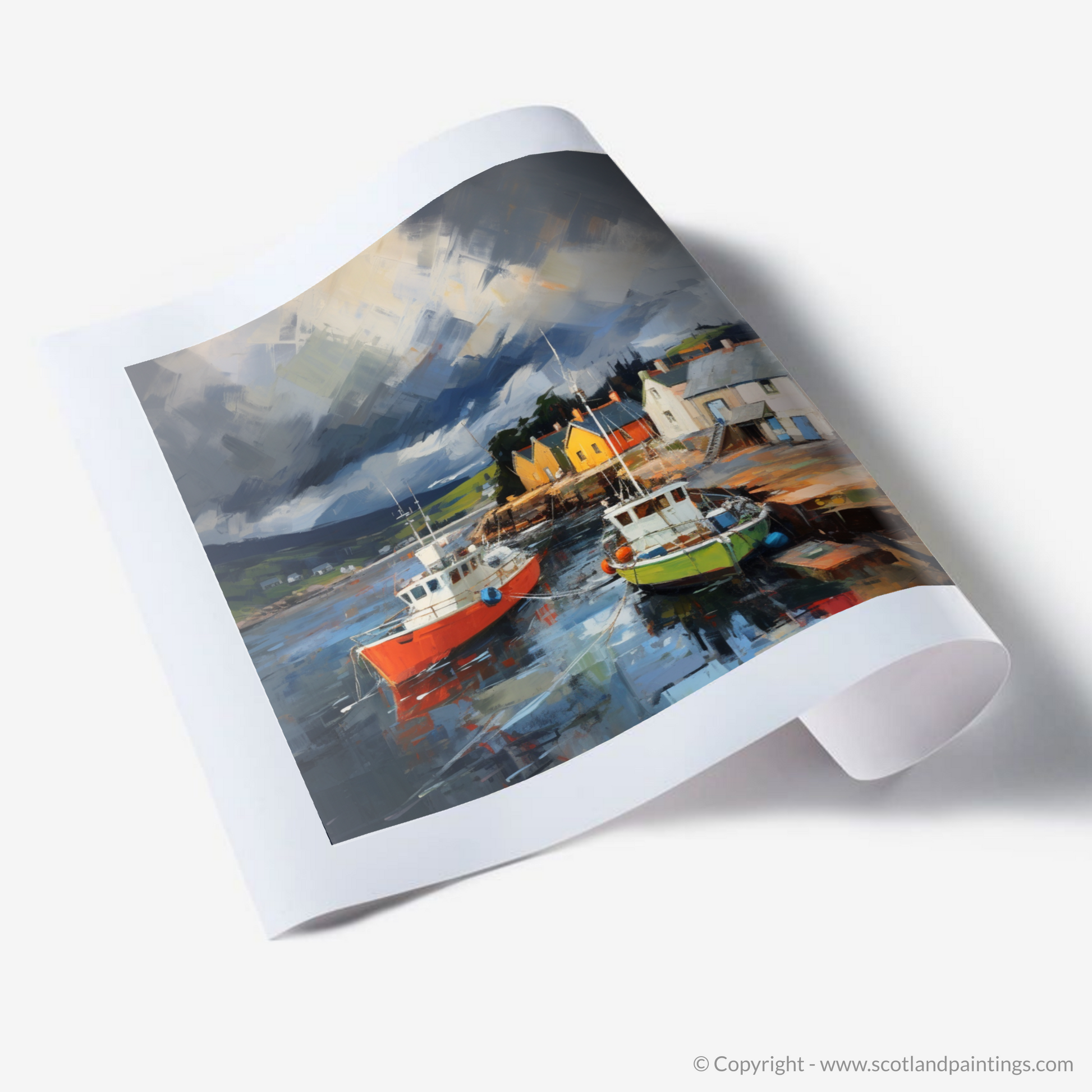 Art Print of Cromarty Harbour with a stormy sky