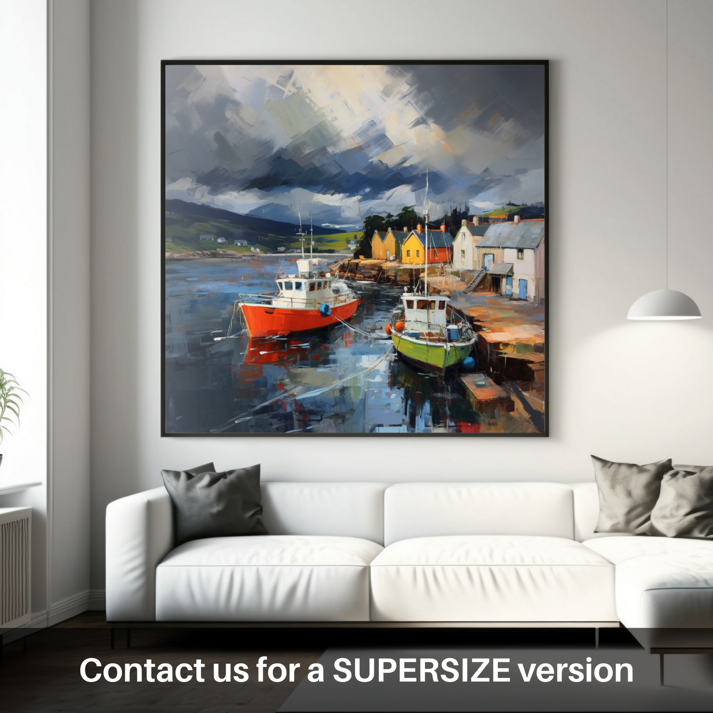 Huge supersize print of Cromarty Harbour with a stormy sky