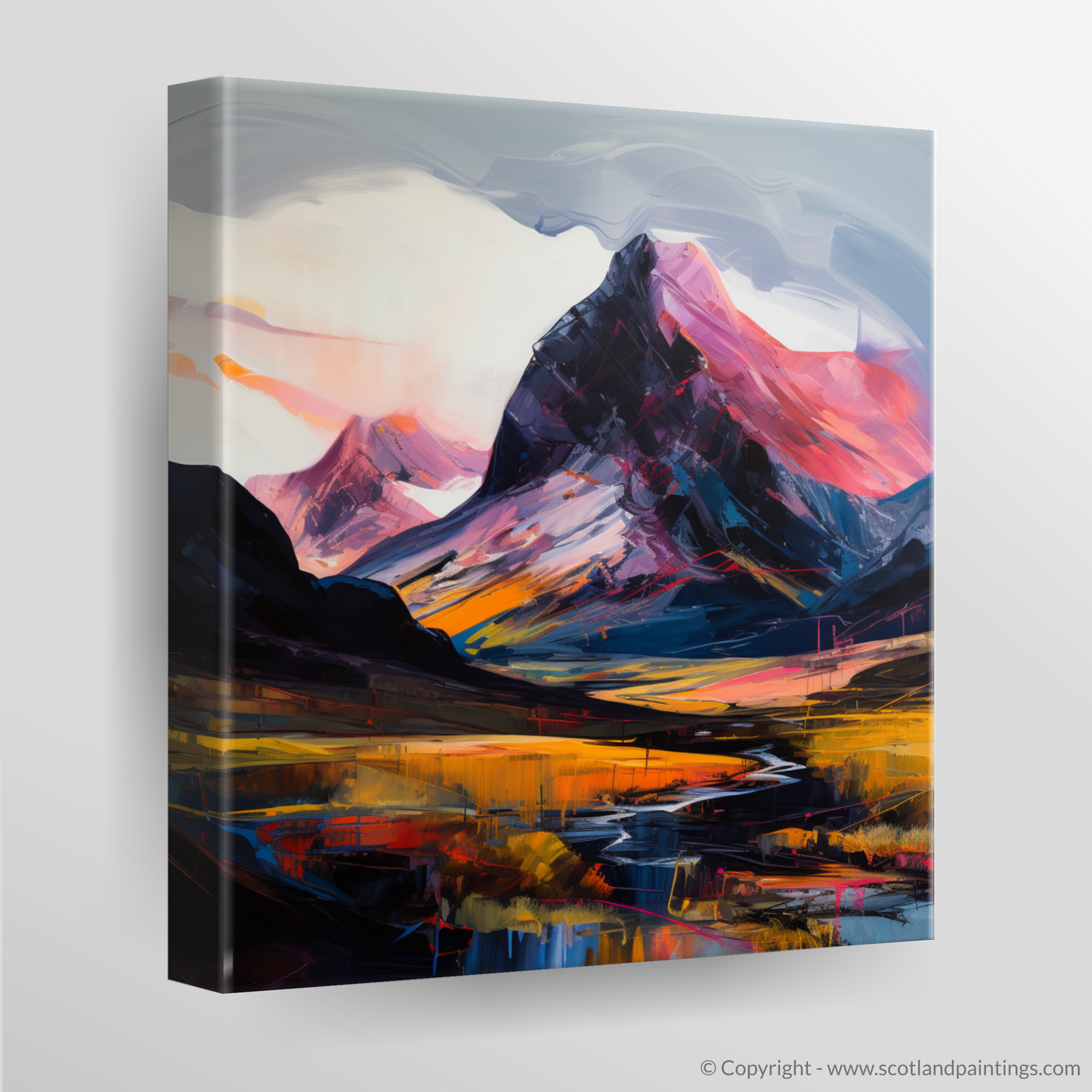 Canvas Print of Silhouetted peaks in Glencoe