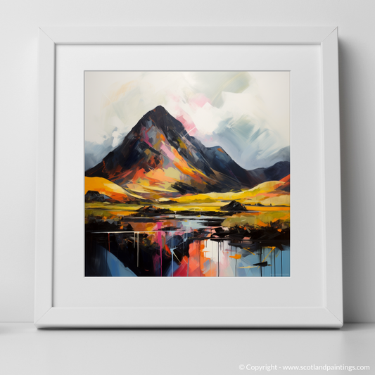 Art Print of Silhouetted peaks in Glencoe with a white frame