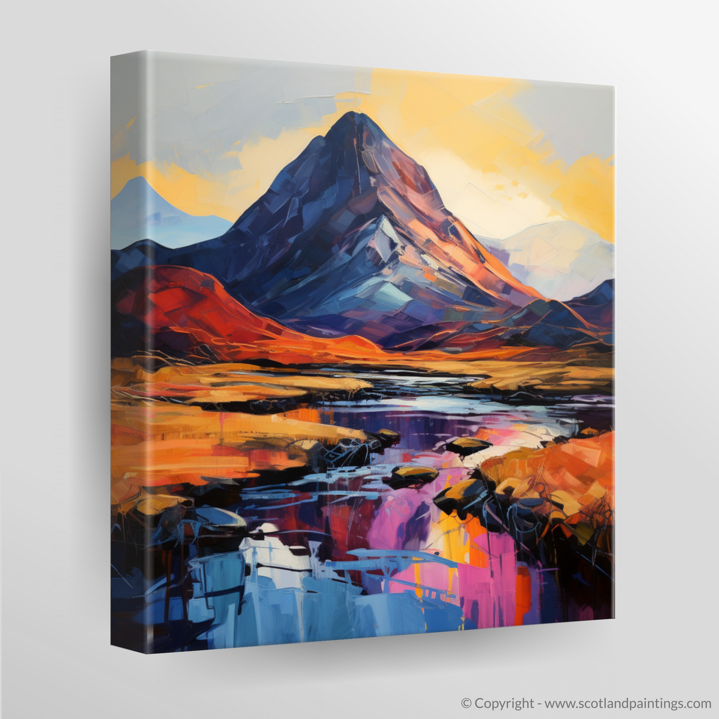 Canvas Print of Silhouetted peaks in Glencoe