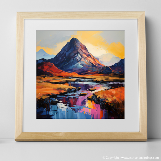 Art Print of Silhouetted peaks in Glencoe with a natural frame