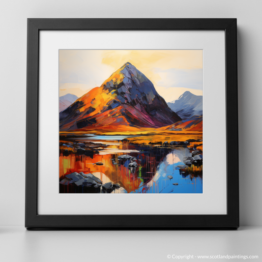 Art Print of Silhouetted peaks in Glencoe with a black frame