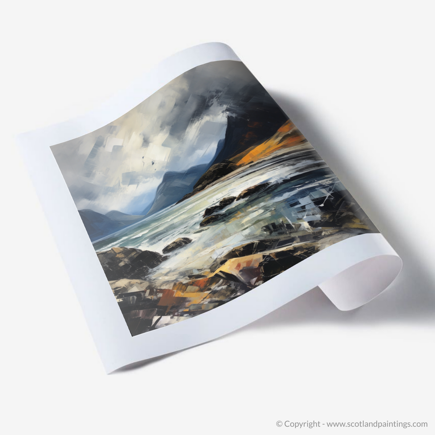 Art Print of Elgol Bay with a stormy sky