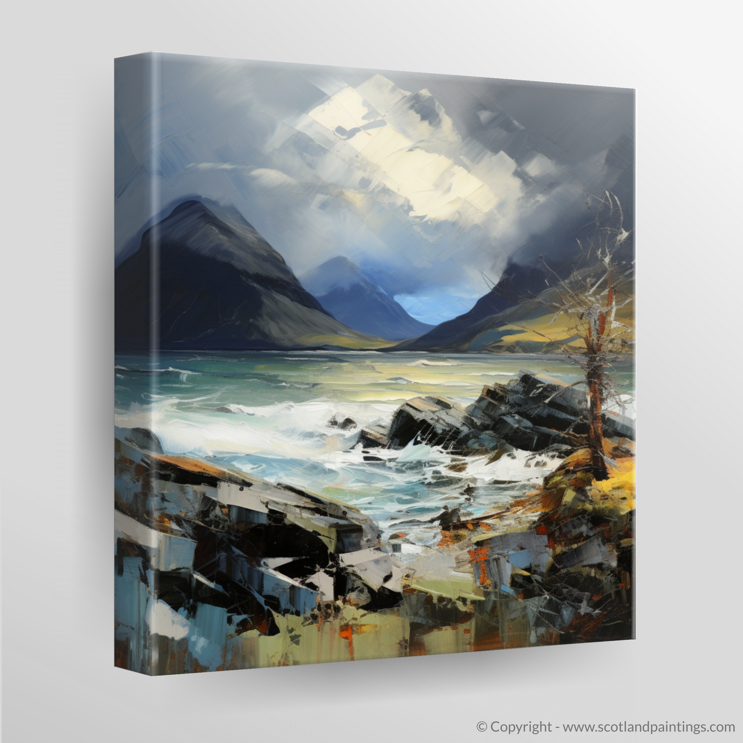 Canvas Print of Elgol Bay with a stormy sky