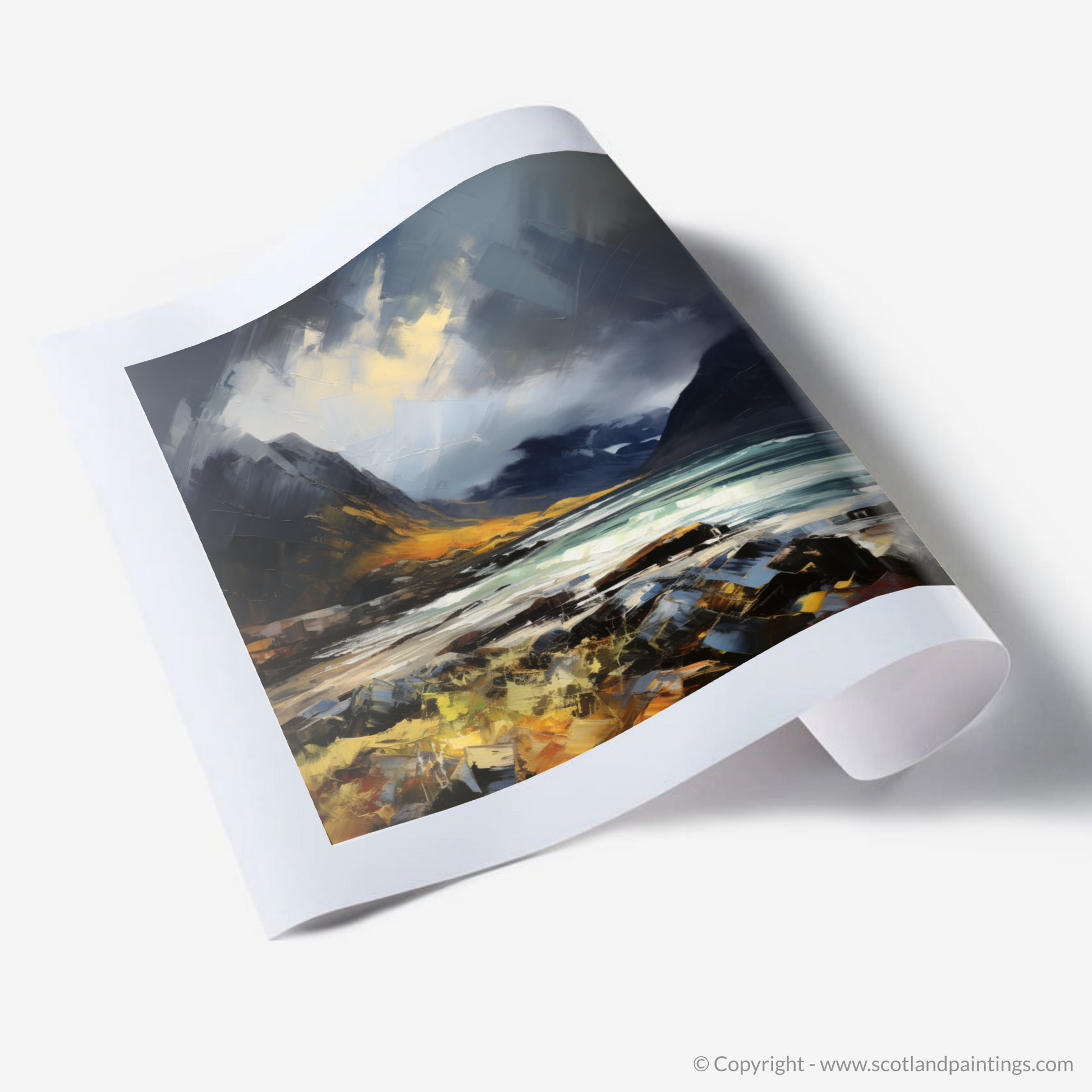 Art Print of Elgol Bay with a stormy sky