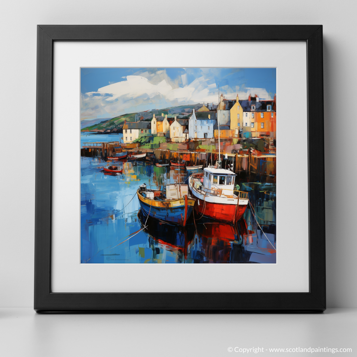 Art Print of Millport Harbour, Isle of Cumbrae with a black frame