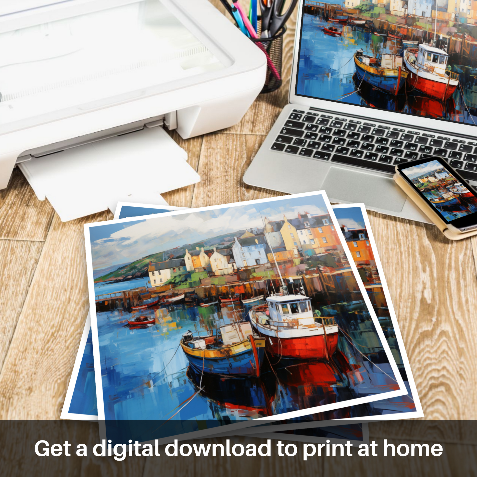 Downloadable and printable picture of Millport Harbour, Isle of Cumbrae