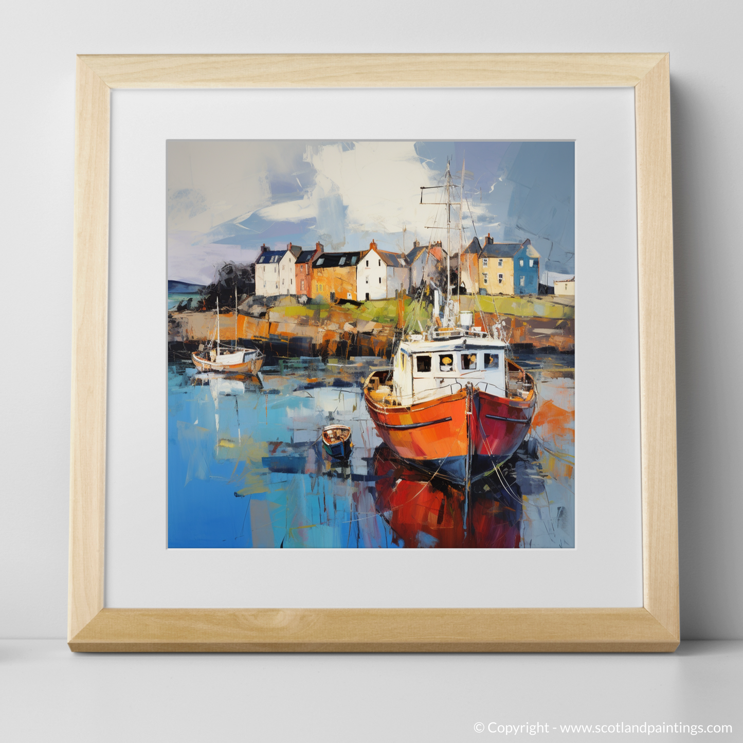 Art Print of Millport Harbour, Isle of Cumbrae with a natural frame