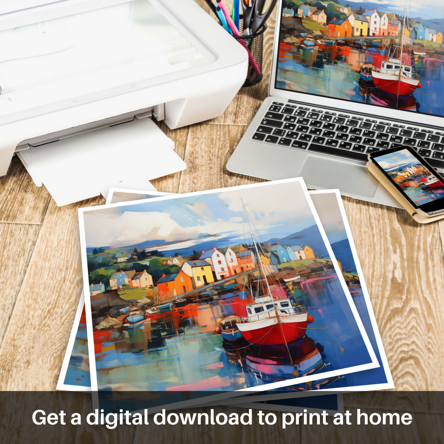 Downloadable and printable picture of Millport Harbour, Isle of Cumbrae