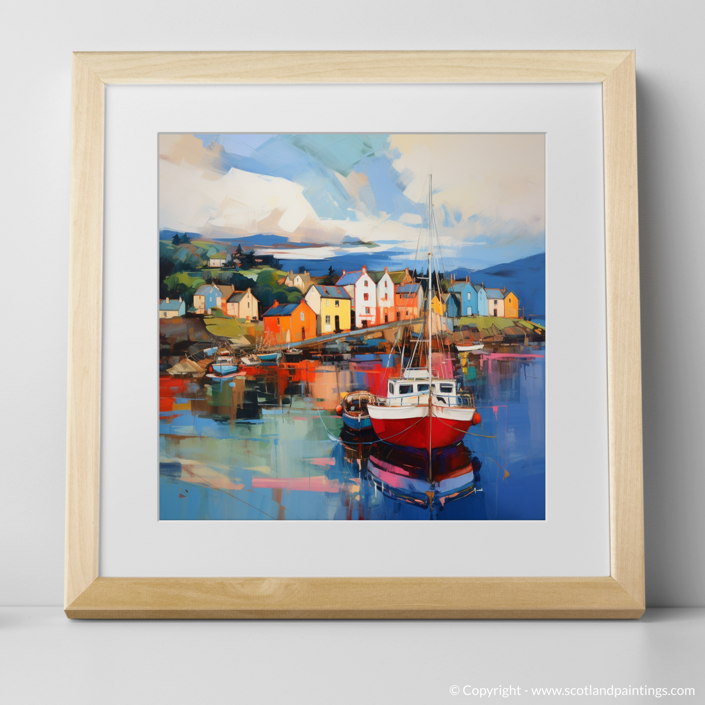 Art Print of Millport Harbour, Isle of Cumbrae with a natural frame