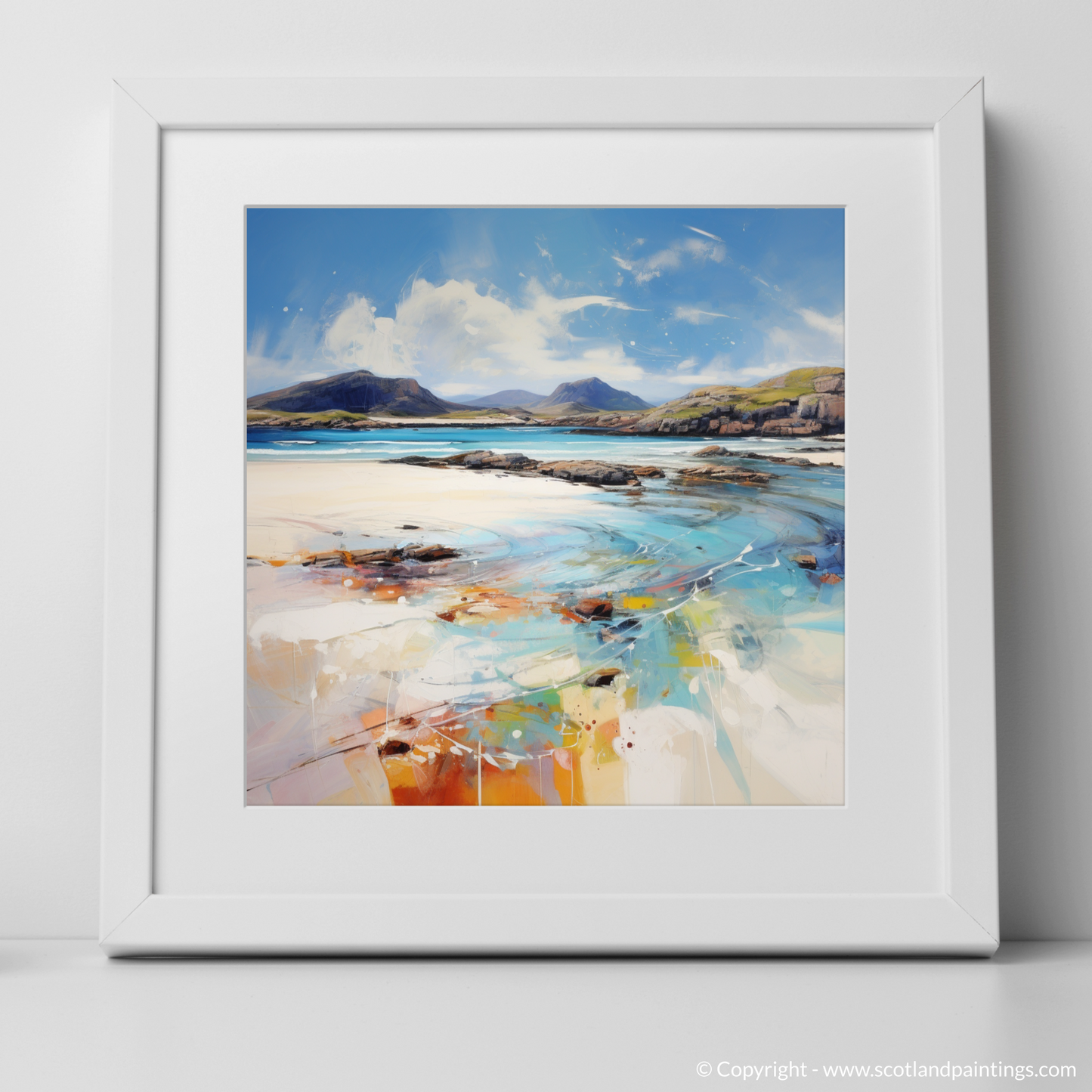 Art Print of Mellon Udrigle Beach, Wester Ross with a white frame