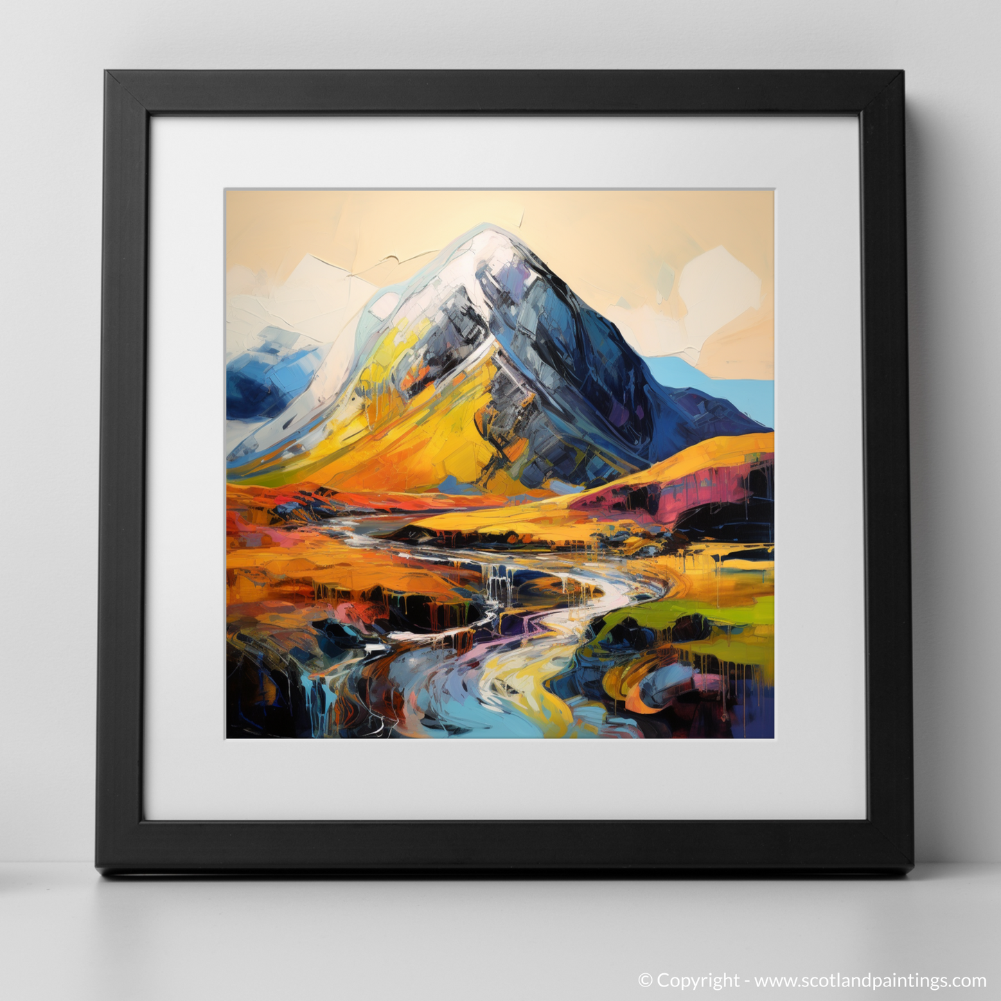 Art Print of Stob Coire Raineach (Buachaille Etive Beag) with a black frame