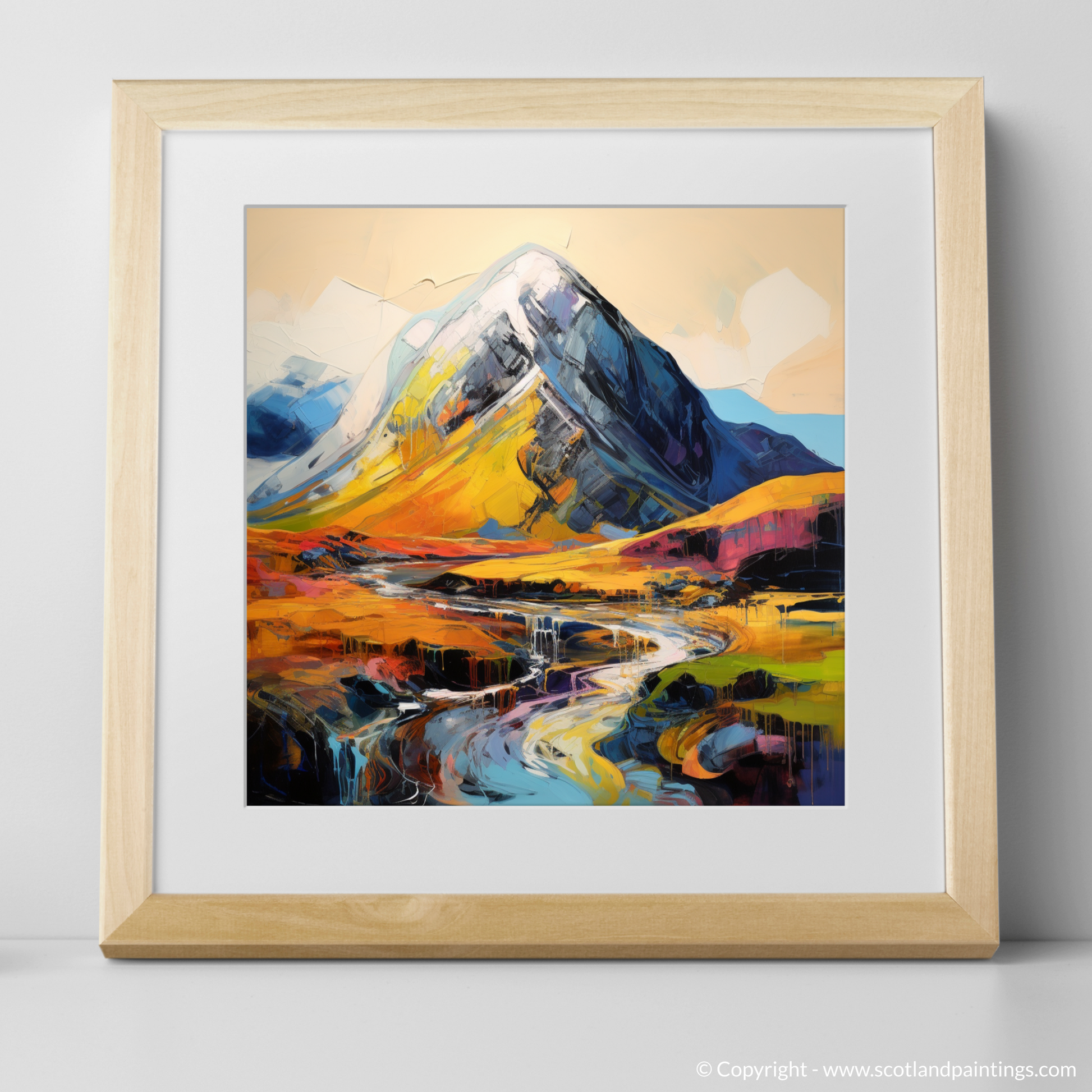 Art Print of Stob Coire Raineach (Buachaille Etive Beag) with a natural frame