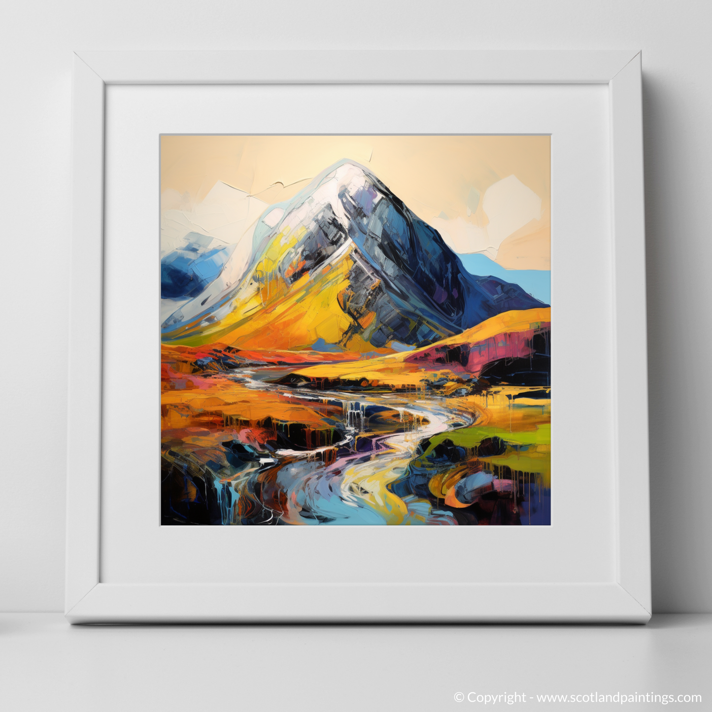 Art Print of Stob Coire Raineach (Buachaille Etive Beag) with a white frame