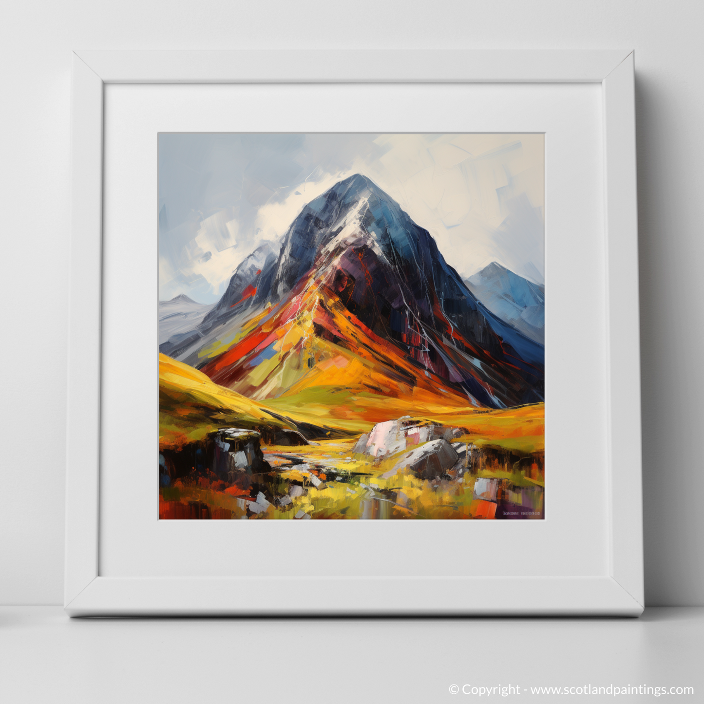 Art Print of Stob Coire Raineach (Buachaille Etive Beag) with a white frame