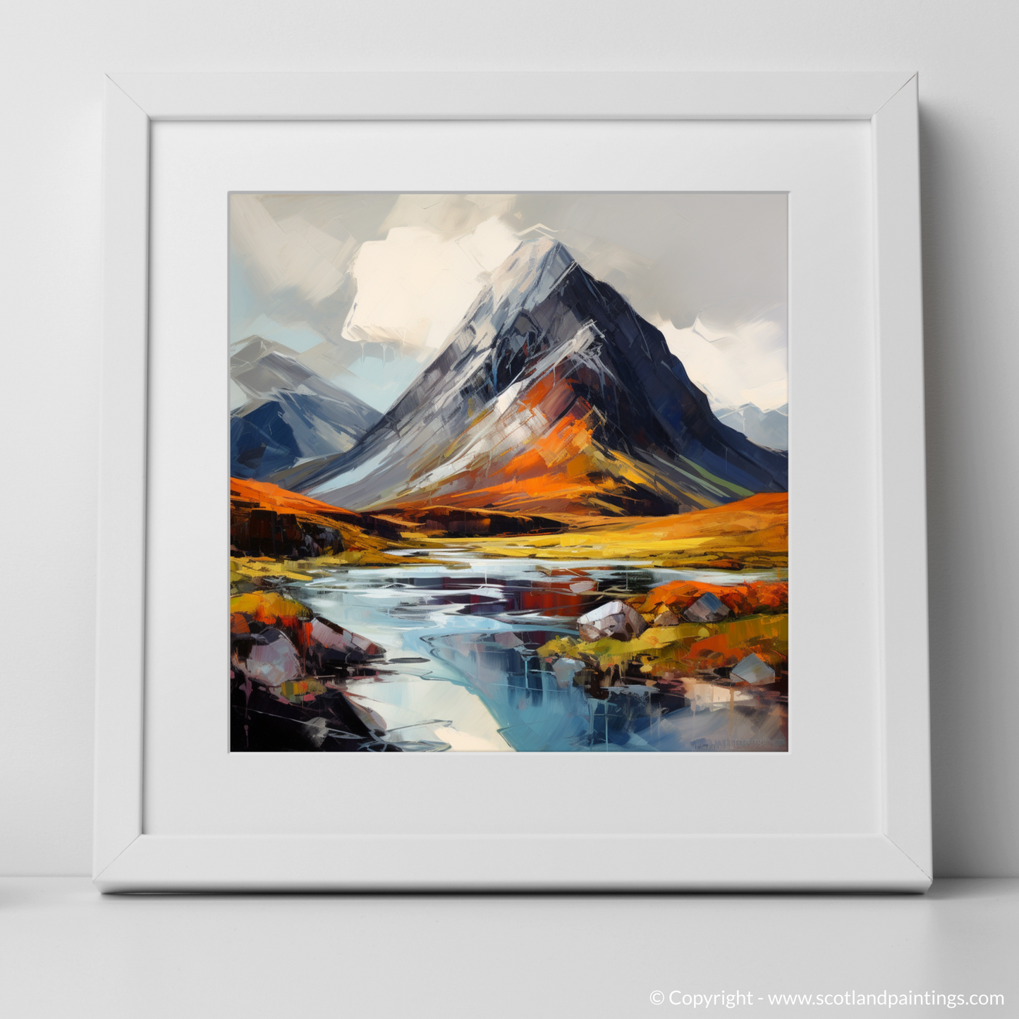 Art Print of Stob Coire Raineach (Buachaille Etive Beag) with a white frame