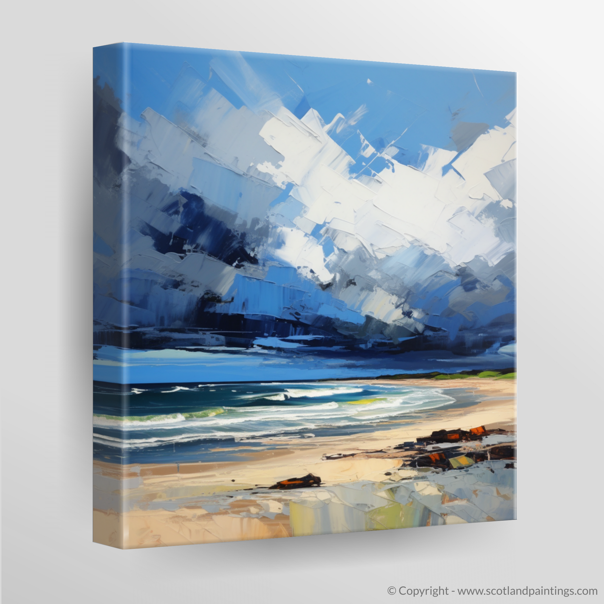 Canvas Print of Gullane Beach with a stormy sky