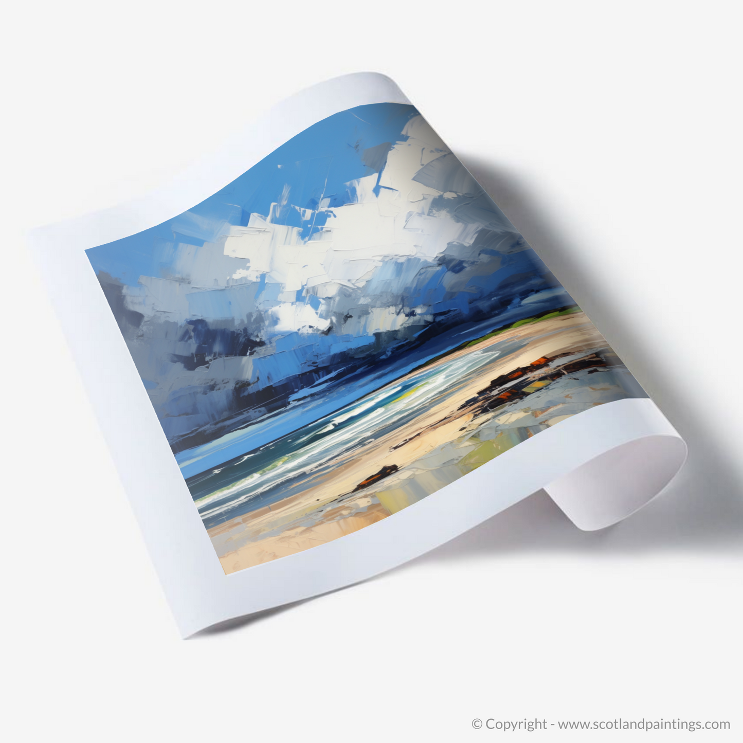 Art Print of Gullane Beach with a stormy sky