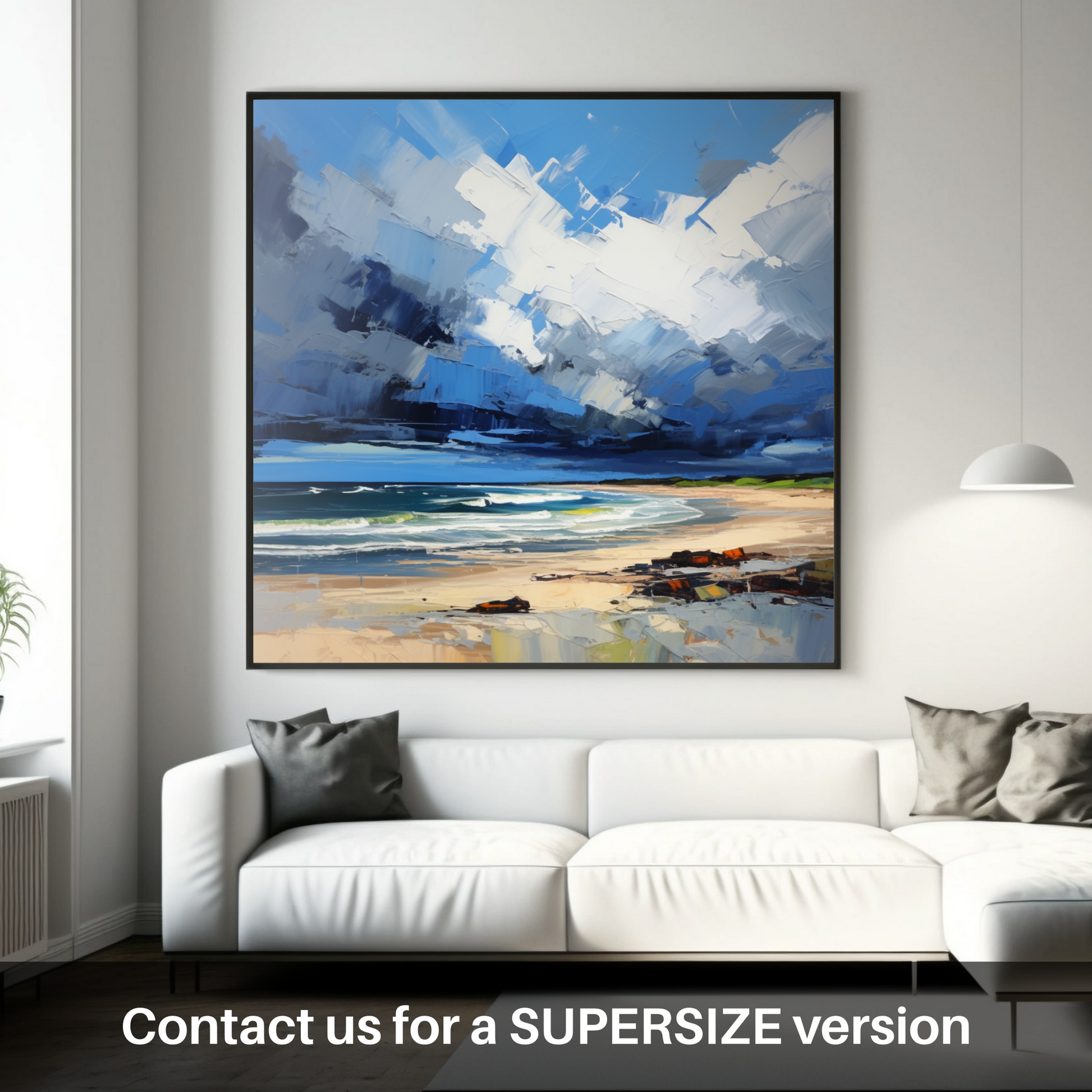 Huge supersize print of Gullane Beach with a stormy sky
