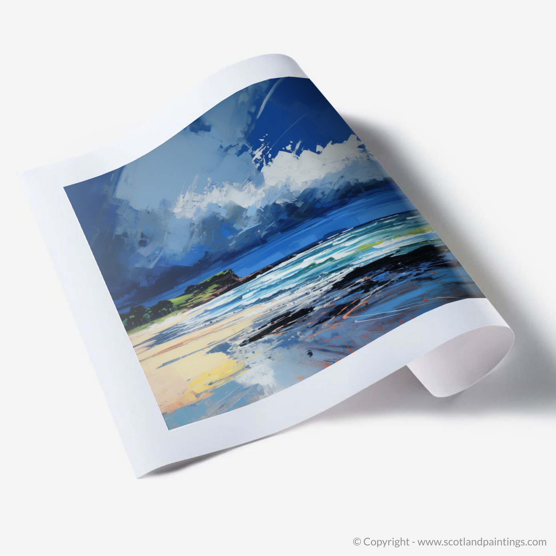 Art Print of Gullane Beach with a stormy sky